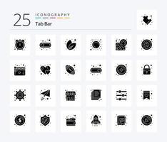 Tab Bar 25 Solid Glyph icon pack including forward arrow. map. nature. location. sunlight vector