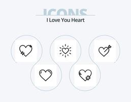 paquete de iconos de línea de corazón 5 diseño de iconos. agregar. como. corazón. amar. roto vector