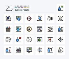 paquete de iconos rellenos de 25 líneas de personas de negocios, incluido el ser humano. logro. persona. estrategia. gente vector