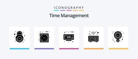 paquete de iconos de glifo 5 de gestión del tiempo que incluye reloj. mesa. mirar. digital. tiempo. diseño de iconos creativos vector