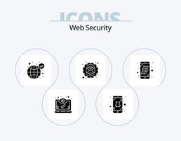 Web Security Glyph Icon Pack 5 Icon Design. process. gear. virus. email. secure vector