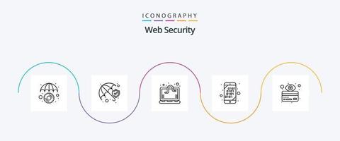 paquete de iconos de línea de seguridad web 5 que incluye tarjeta. buscar. bacteria. móvil. binario vector