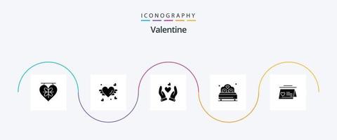 Valentine Glyph 5 Icon Pack Including love. love. loveing. day. valentine vector