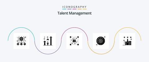 Talent Management Glyph 5 Icon Pack Including cog. setting. progress. storming. file vector