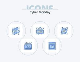 Cyber Monday Blue Icon Pack 5 Icon Design. discount. sale. online. board. cyber monday sale vector
