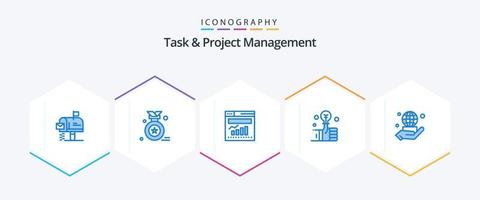 Task And Project Management 25 Blue icon pack including business. hand. graph. smart. hand vector