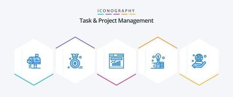 Task And Project Management 25 Blue icon pack including business. hand. graph. smart. hand vector