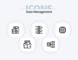 paquete de iconos de línea de gestión de datos 5 diseño de iconos. línea. entrega. almacenamiento. controlar. globo vector