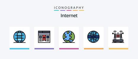 Internet Line Filled 5 Icon Pack Including development. multimedia. browser. internet. cloud. Creative Icons Design vector