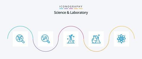 paquete de iconos azul ciencia 5 que incluye . reaccionar. matraz. física. laboratorio vector