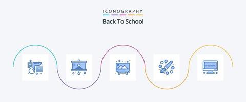 paquete de iconos azul 5 de regreso a la escuela que incluye educación. cuadro. junta. educación. color vector