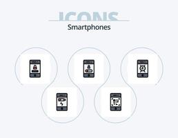 Smartphones Line Filled Icon Pack 5 Icon Design. access. message. message. junk. speaker vector