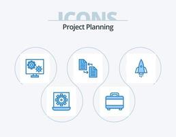 Project Planing Blue Icon Pack 5 Icon Design. transfer. file. configure. document. setting vector