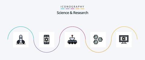 línea de ciencia llena de paquete de iconos planos 5 que incluye espacio. ciencia. auto. hexágono. espacio vector