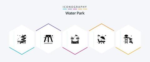 Water Park 25 Glyph icon pack including . . park. park. slider vector