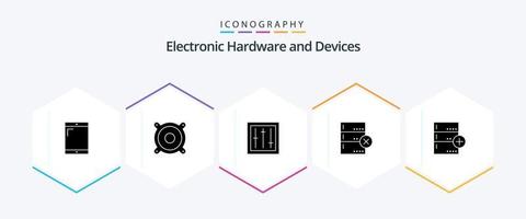 paquete de iconos de 25 glifos de dispositivos que incluye datos. respaldo. electrónica. agregar. datos vector