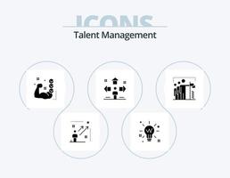 Talent Management Glyph Icon Pack 5 Icon Design. user. direction. solution. muscle. training vector