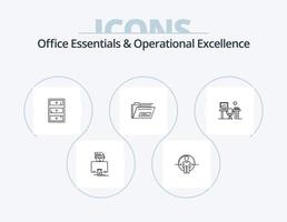 elementos esenciales de oficina y línea de excelencia operativa icono paquete 5 diseño de iconos. Lista de Verificación. datos. informe. hipnosis. negocio vector