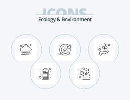 Ecology And Environment Line Icon Pack 5 Icon Design. gear. oil. green. radioactive. nuclear vector