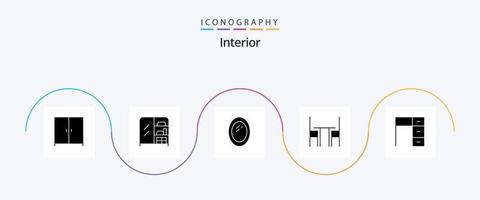 paquete de iconos de glifo interior 5 que incluye . trabajar. muebles. oficina. muebles vector