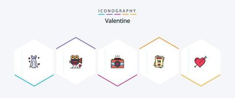 paquete de iconos de línea completa de San Valentín 25 que incluye amor. Día de San Valentín. enamorado. feb. imágenes vector