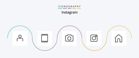 paquete de iconos de la línea 5 de instagram que incluye instagram. social. línea de tiempo foto. cámara vector