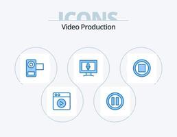 diseño de icono de paquete de icono azul de producción de video 5. . música. medios de comunicación. medios de comunicación. pantalla vector