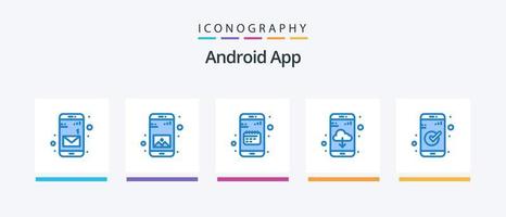 Android App Blue 5 Icon Pack Including essential. app. app. cloud. app. Creative Icons Design vector