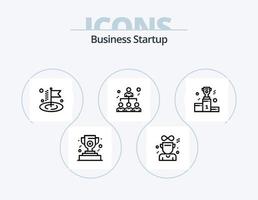 Business Startup Line Icon Pack 5 Icon Design. market. business. diamond. building. leadership vector
