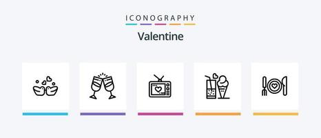 paquete de iconos de la línea 5 de san valentín que incluye chat de amor. charlar. patos móvil. proponer. diseño de iconos creativos vector