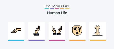 paquete de 5 iconos llenos de línea humana que incluye . limosna.. diseño de iconos creativos vector
