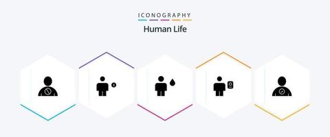 Human 25 Glyph icon pack including description. avatar. energy. human. camp vector