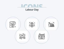 Labour Day Line Icon Pack 5 Icon Design. hammer. watch kit. paper. hammer. welder vector