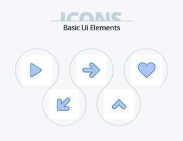 elementos básicos de la interfaz de usuario paquete de iconos azules 5 diseño de iconos. corazón. bien. control. flechas flecha vector