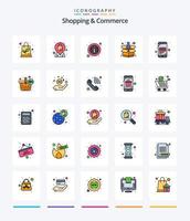 Creative Shopping And Commerce 25 Line FIlled icon pack  Such As phone. barcode. button. shopping. delivery box vector