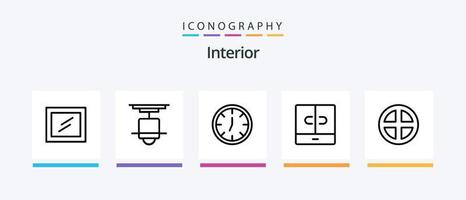 Interior Line 5 Icon Pack Including mirror. light. furniture. lamp. furniture. Creative Icons Design vector