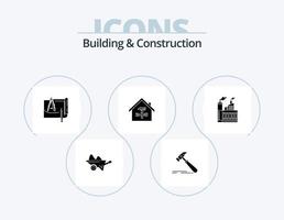 Building And Construction Glyph Icon Pack 5 Icon Design. home. paper. tool. construction. architecture vector