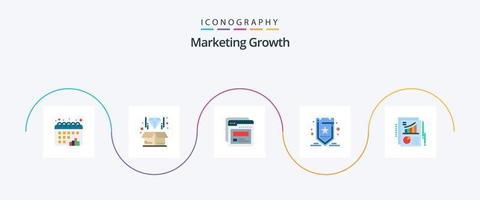 paquete de iconos flat 5 de crecimiento de marketing que incluye documento. etiqueta. página. SEO marketing vector
