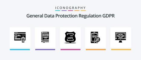 Gdpr Glyph 5 Icon Pack Including . privacy . gdpr . locked . data privacy. Creative Icons Design vector