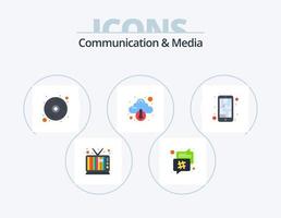 paquete de iconos planos de comunicación y medios 5 diseño de iconos. teléfono. mapa. disco. flecha. abajo vector