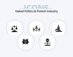 paquete de iconos de glifos de la industria fintech y la política desnuda 5 diseño de iconos. debate. acuerdo. militar. saldo justicia vector