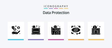 Data Protection Glyph 5 Icon Pack Including . laptop. security. antivirus. private. Creative Icons Design vector