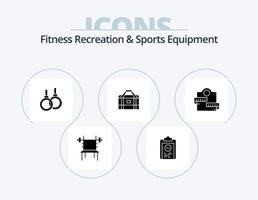 fitness recreación y equipo deportivo glyph icon pack 5 diseño de iconos. Deportes. equipo. progreso. bolsa. deporte vector