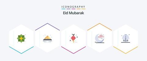 eid mubarak 25 paquete de iconos planos que incluye la luna. Eid. abierto. colgante. creativo vector