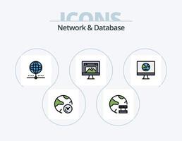 Network And Database Line Filled Icon Pack 5 Icon Design. document. cloud. website. internet. develop vector