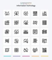 tecnología de información creativa 25 paquete de iconos de esquema como carpeta. transmisor. móvil. telecomunicación. gestión vector