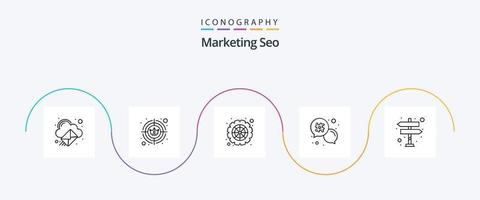 Marketing Seo Line 5 Icon Pack Including direction. message. cog wheel. email. hash tag vector