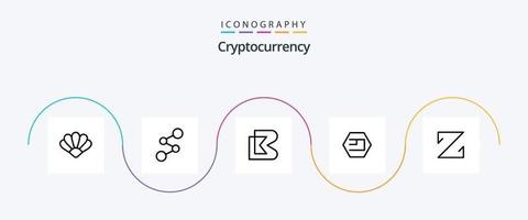 paquete de iconos de línea de criptomoneda 5 que incluye moneda. cripto moneda criptográfica. moneda vector