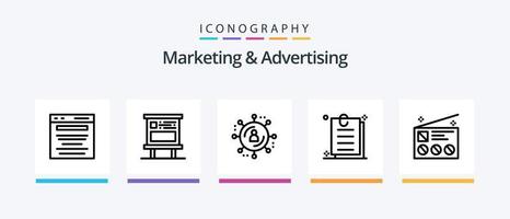 paquete de iconos de línea 5 de marketing y publicidad que incluye marketing de afiliados. ropa. publicidad. marca. púbico. diseño de iconos creativos vector