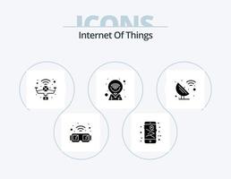 Internet Of Things Glyph Icon Pack 5 Icon Design. science. satellite. drone. pin. location vector